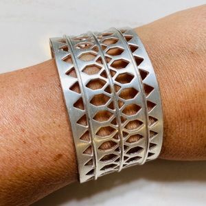 Stella & Dot Silver Plait Cuff Bracelet